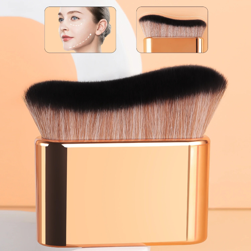 Beauty Makeup Brands - 1個入りハンドヘルドメイクアップブラシ、ファンデーションブラシ、カーブブラシ、柔らかい毛、均一な塗布、高品質メイクアップブラシ、トラベル-F