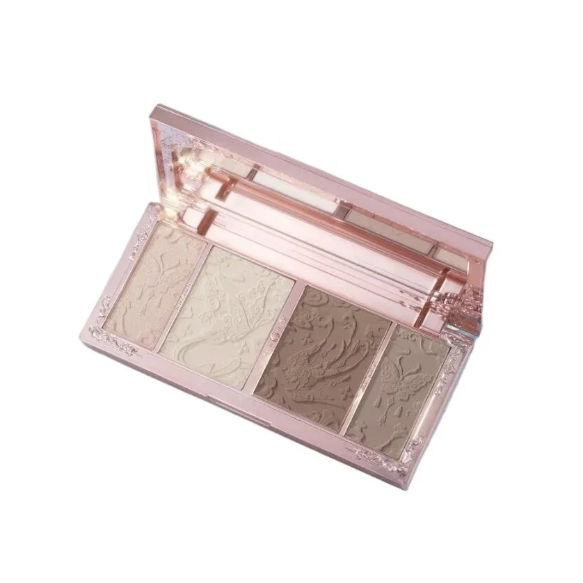 Highlighter Bronzer Palette - エンボスハイライトと輪郭パレット、フェイスパウダー、輪郭キット、花はメイク、蝶、雲の襟、エンボスコレクションを知っています