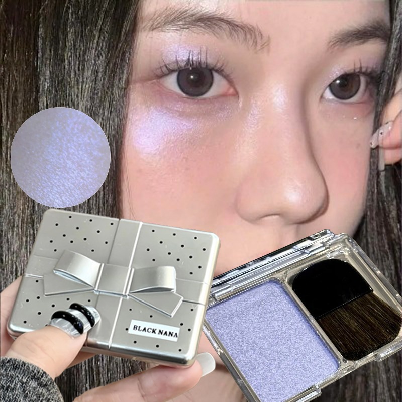 Highlighter Bronzer Palette - パンクアイスパープルアイシャドウフェイスブライトナーハイライタースパークリングシャインパールグリッターコンターメイクアップパレットポータブルブラシ付き