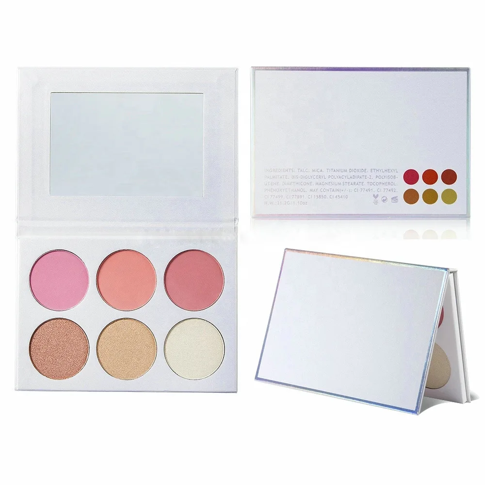 Highlighter Bronzer Palette - 6色プライベートラベルハイライターパレットカスタムロゴブラッシュコンビネーションコントゥアリングブライトニング立体シルエットメイクアップ