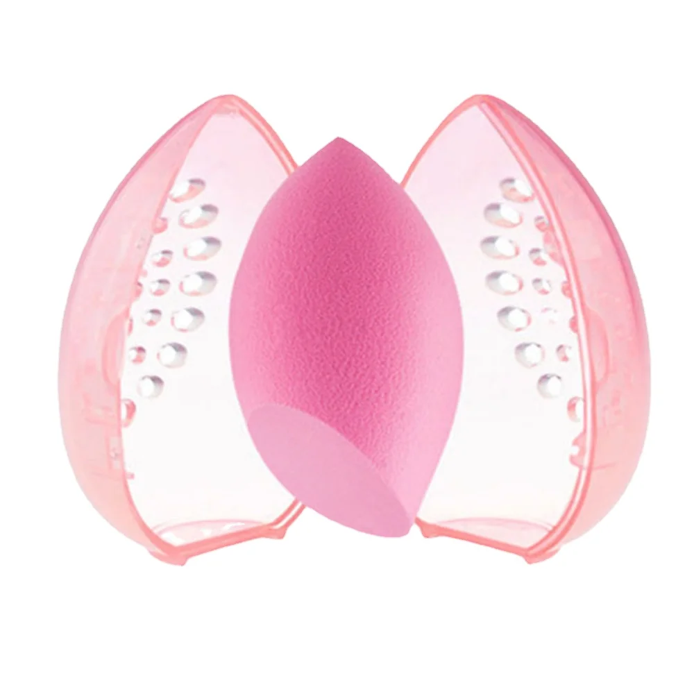 Beauty Makeup Egg - 化粧品スポンジ収納ボックス化粧パウダーパフ空の卵型フレーム透明パフドライケースメイクアップスポンジオーガナイザーホルダー