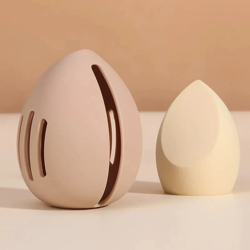 Beauty Blender In Makeup - メイクアップスポンジシリコンホルダー通気性美容卵オーガナイザー旅行用ポータブルスポンジブレンダー収納ケースパフボックス