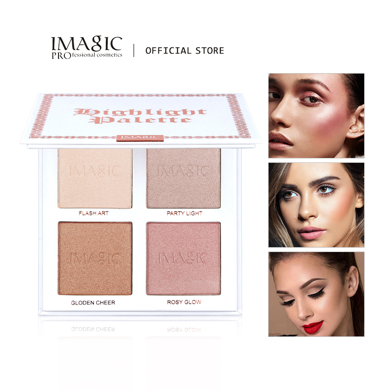 Highlighter Bronzer Palette - Imageic-顔用の4色の蛍光ペン,きらめくアイシャドウパレット,長持ちする肌の化粧品