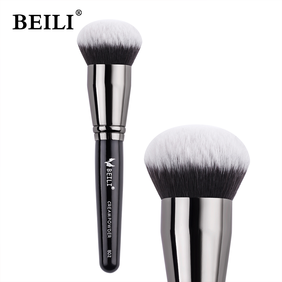 Beauty Queen Makeup - 黒色のファンデーションメイクブラシ、クリームファンデーション用、メイクブラシ、大きなファンデーションブラシ、合成毛、フェイスメイクツール