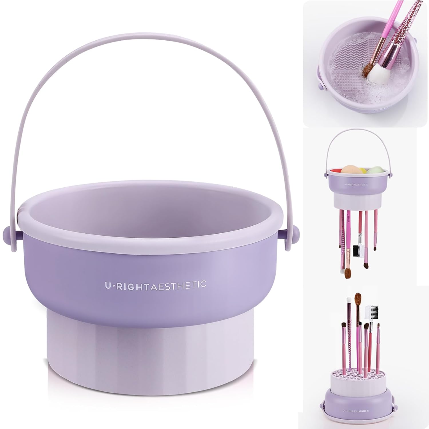 Beauty Makeup Egg - メイクブラシ洗浄ボウルビューティーエッグ洗浄ツール収納セットブラシパウダーパフドライクリーニングシリコン乾燥棚