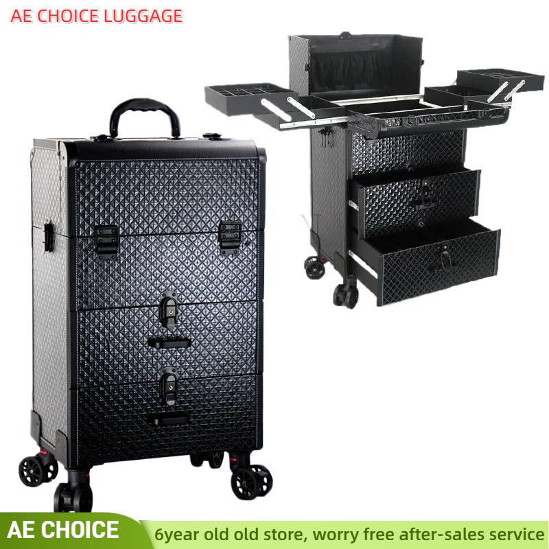 Beauty Makeup Trolley - 新しいトロリー化粧品バッグ、ローリングラゲッジメイクアップツールボックスケース、ビューティースーツケース、ホイール付き化粧品バッグ、ネイルタトゥートロリーボックスバッグ