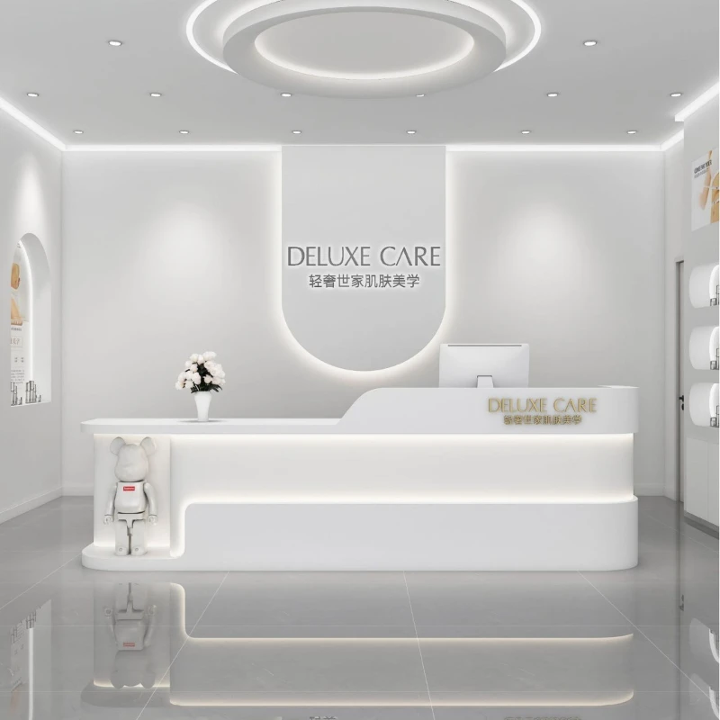 Beauty Makeup Institute - # モダンなメイクアップデスク、美容研究所の説教壇、教会コーナーの受付カウンター、美容院の受付カウンター、サロンのレジカウンター