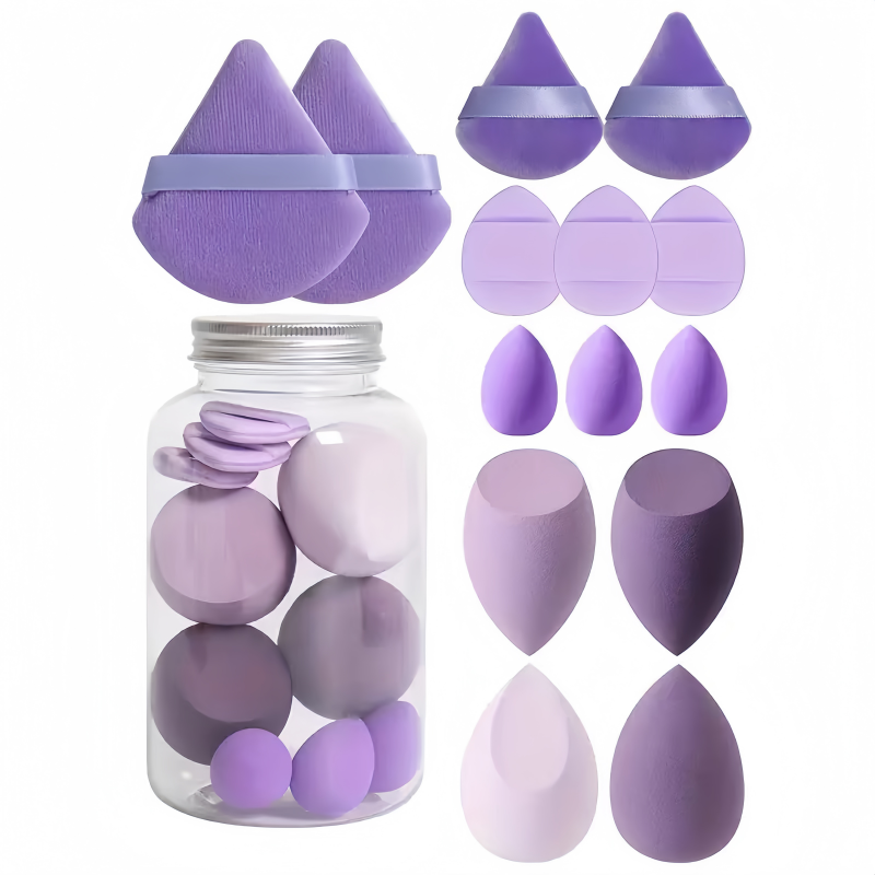 Beauty Makeup Egg - YS00081-ビューティーエッグセット ミニフィンガーパウダーパフ フロッキングパウダー エアーカッションメイクアップスポンジ メイクアップエッグ