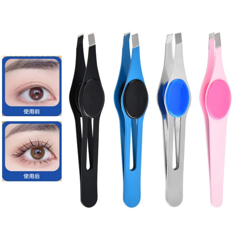 プロのステンレス鋼眉毛ピンセット髪の美しさ細い毛プラー斜め眉 - Beauty Makeup Pic のレビューと価格