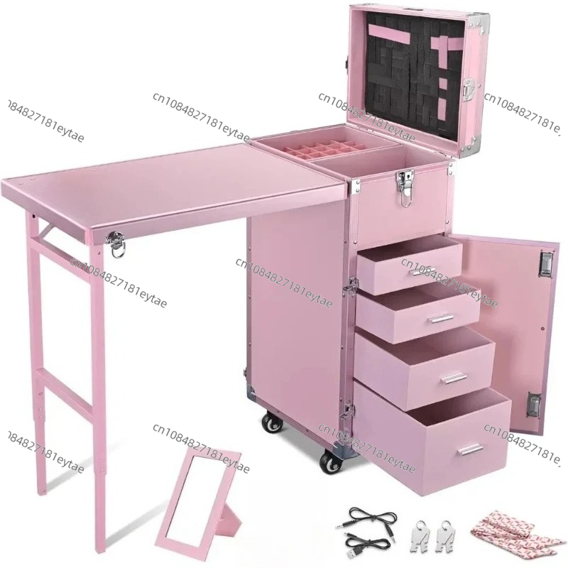 折りたたみ式ネイルテーブル、メイクアップトレインケース付きデ - Beauty Makeup Trolley のレビューと価格