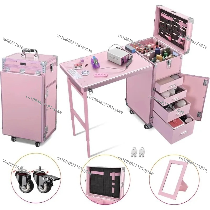 折りたたみ式ネイルテーブル、メイクアップトレインケース付きデ - Beauty Makeup Trolley のレビューと価格