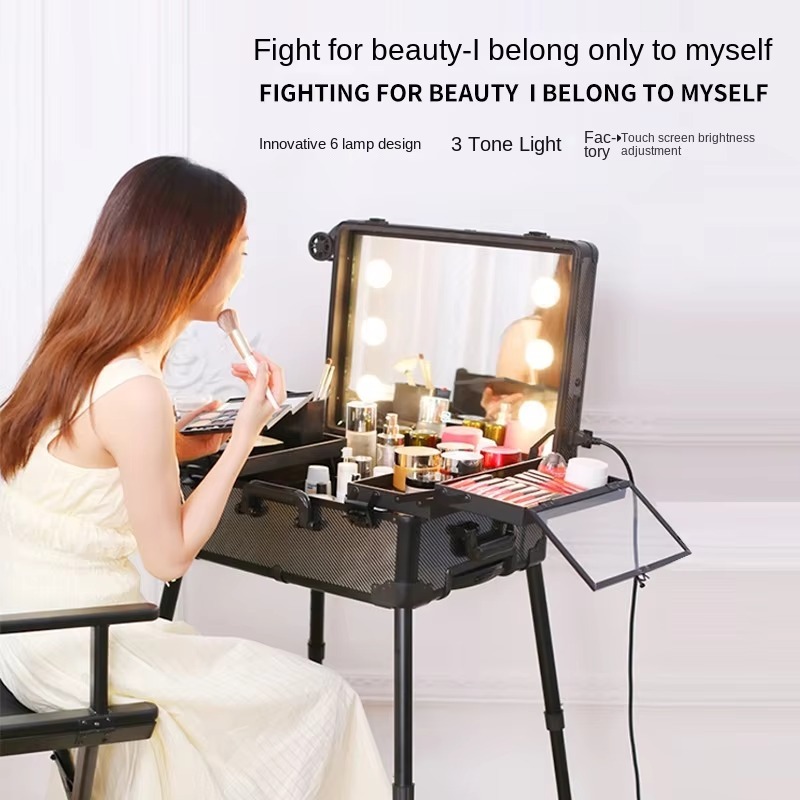 アルミ合金製Bluetoothトロリーケース（メイクアップア - Beauty Makeup Trolley のレビューと価格