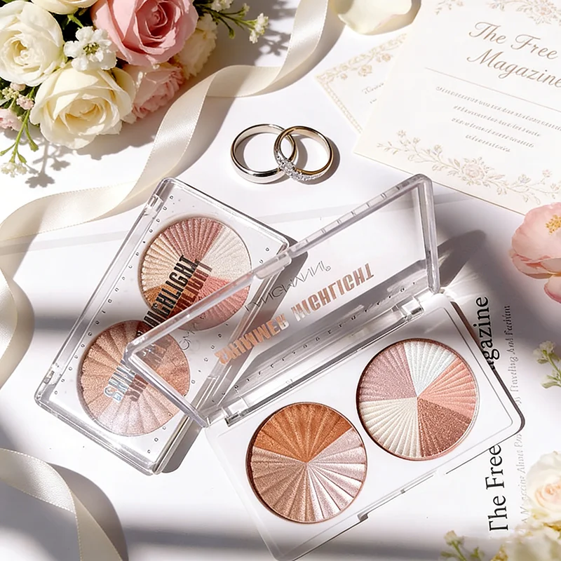 3D シマー デュアル パン ハイライター パウダー パレッ - Highlighter Bronzer Palette のレビューと価格