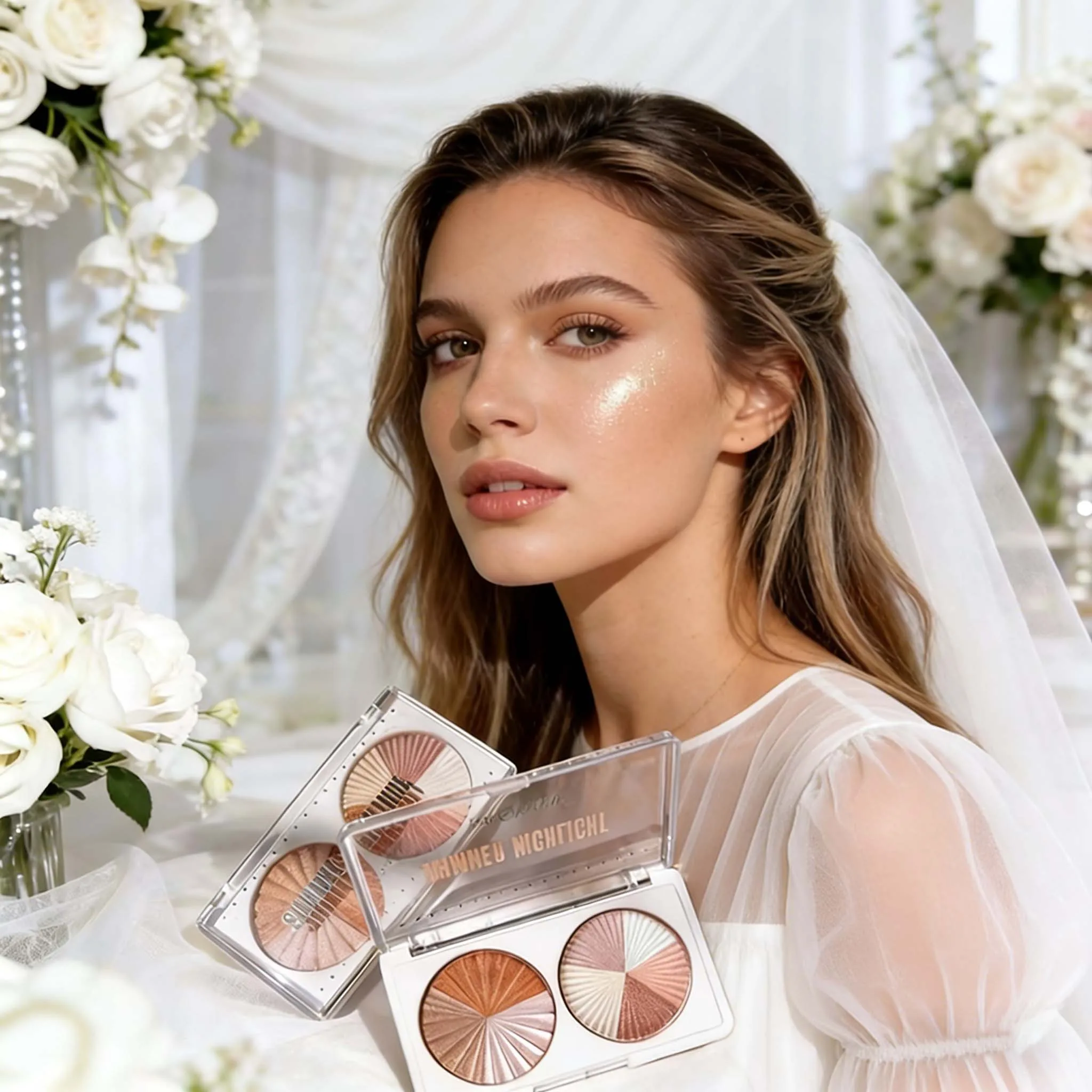 3D シマー デュアル パン ハイライター パウダー パレッ - Highlighter Bronzer Palette のレビューと価格