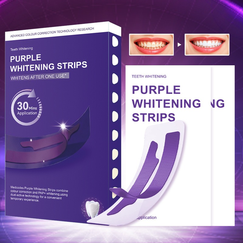 V34 パープルグローイングドライ歯磨きストリップ - 歯の - Teeth Whitening Strips のレビューと価格