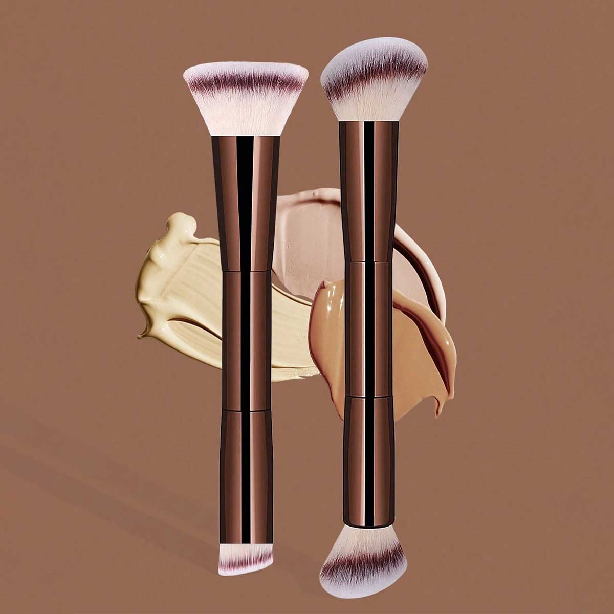 ポータブルトラベルデュアルヘッドメイクブラシ 2 個ソフトフ - Beauty Queen Makeup のレビューと価格