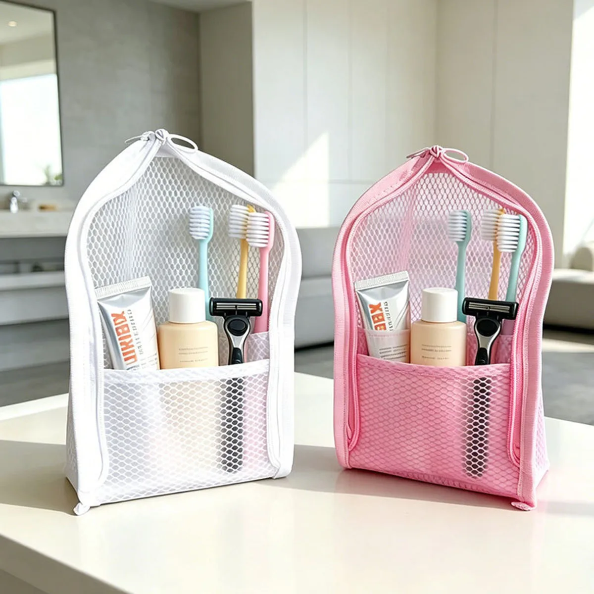 旅行用メッシュ製トイレタリーバッグ - 通気性・速乾性・防カ - Beauty Makeup Case のレビューと価格