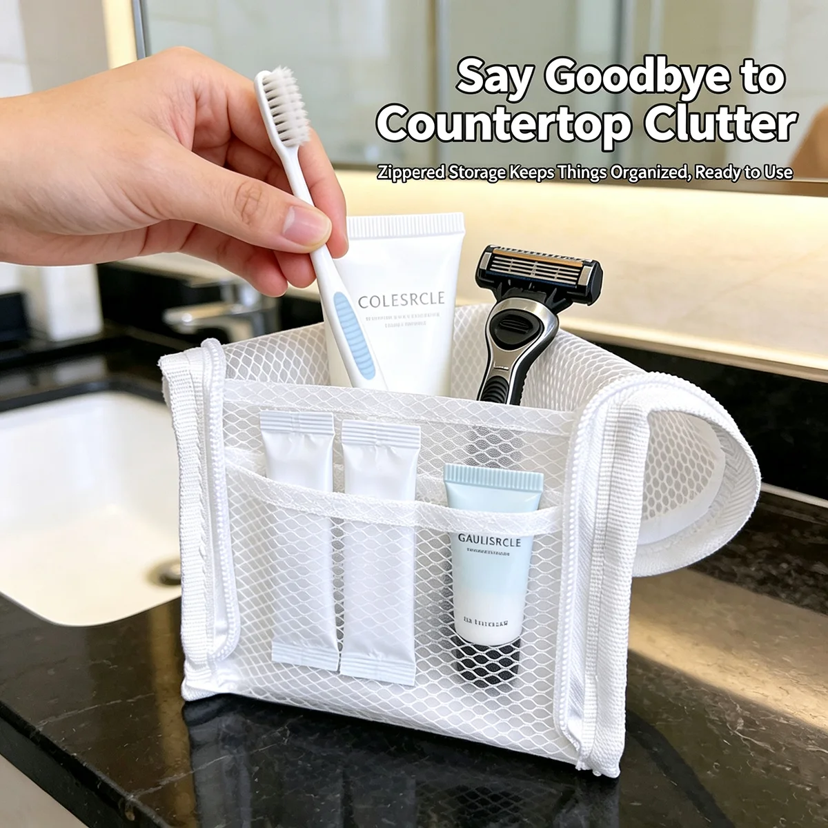 旅行用メッシュ製トイレタリーバッグ - 通気性・速乾性・防カ - Beauty Makeup Case のレビューと価格