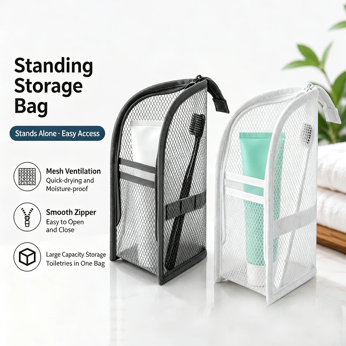 旅行用メッシュ製トイレタリーバッグ - 通気性・速乾性・防カ - Beauty Makeup Case のレビューと価格