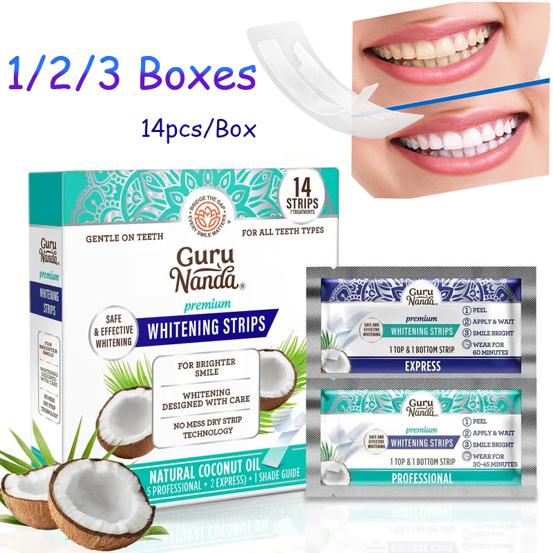 14 個/箱ココナッツオイル歯ホワイトストリップ、煙コーヒー - Teeth Whitening Strips のレビューと価格