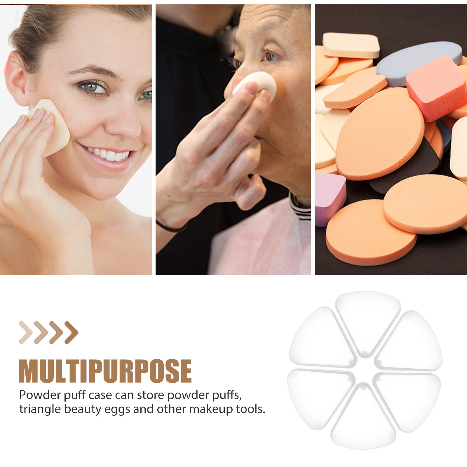 6 個の三角形パウダーパフケース省スペースメイクアップスポン - Beauty Makeup Egg のレビューと価格