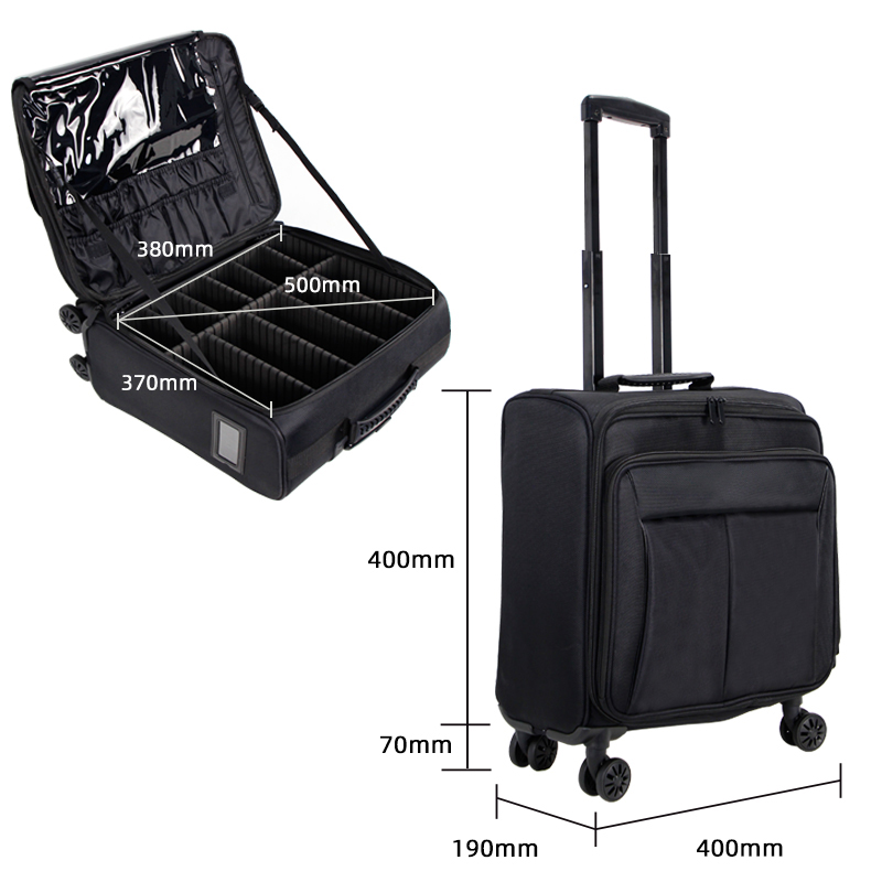 化粧スーツケース女性スクーター旅行黒キャンバススーツケース折 - Beauty Makeup Trolley のレビューと価格