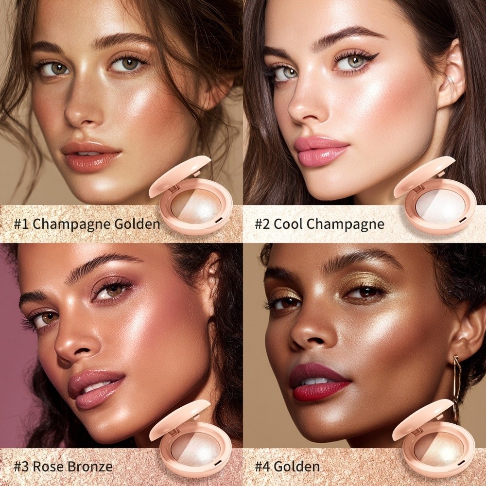 長持ちするフェイスハイライターパウダー、グリッター、瞬時にシ - Highlighter Bronzer Palette のレビューと価格