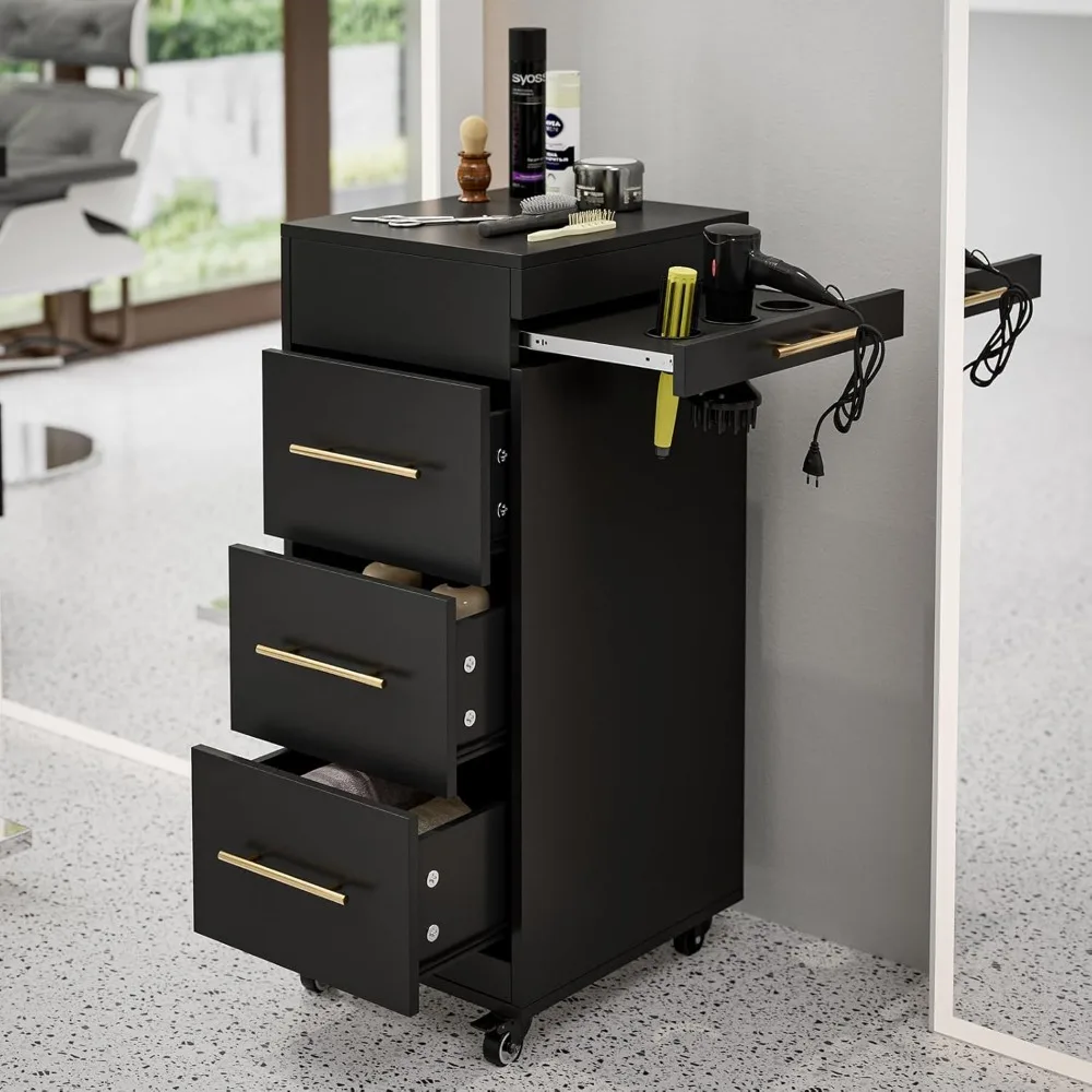 サロン用トロリー、3つのヘアドライヤーホルダー付き移動式、美 - Beauty Makeup Trolley のレビューと価格