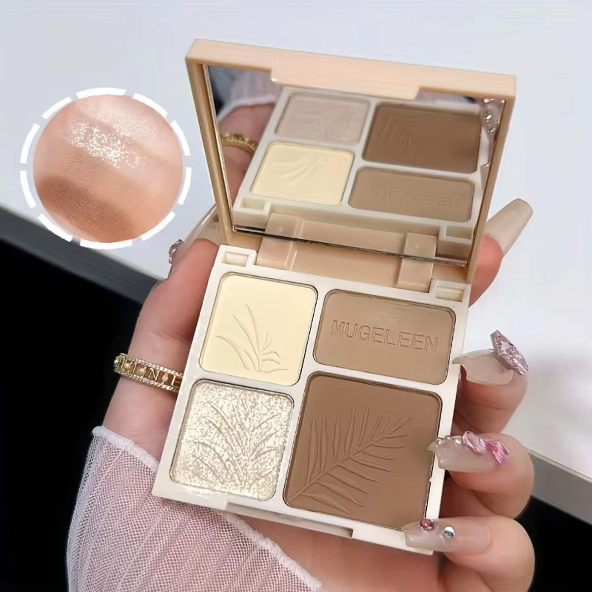 1/2 個 4 色のリタッチプレート長持ちするマット高光沢カ - Highlighter Bronzer Palette のレビューと価格