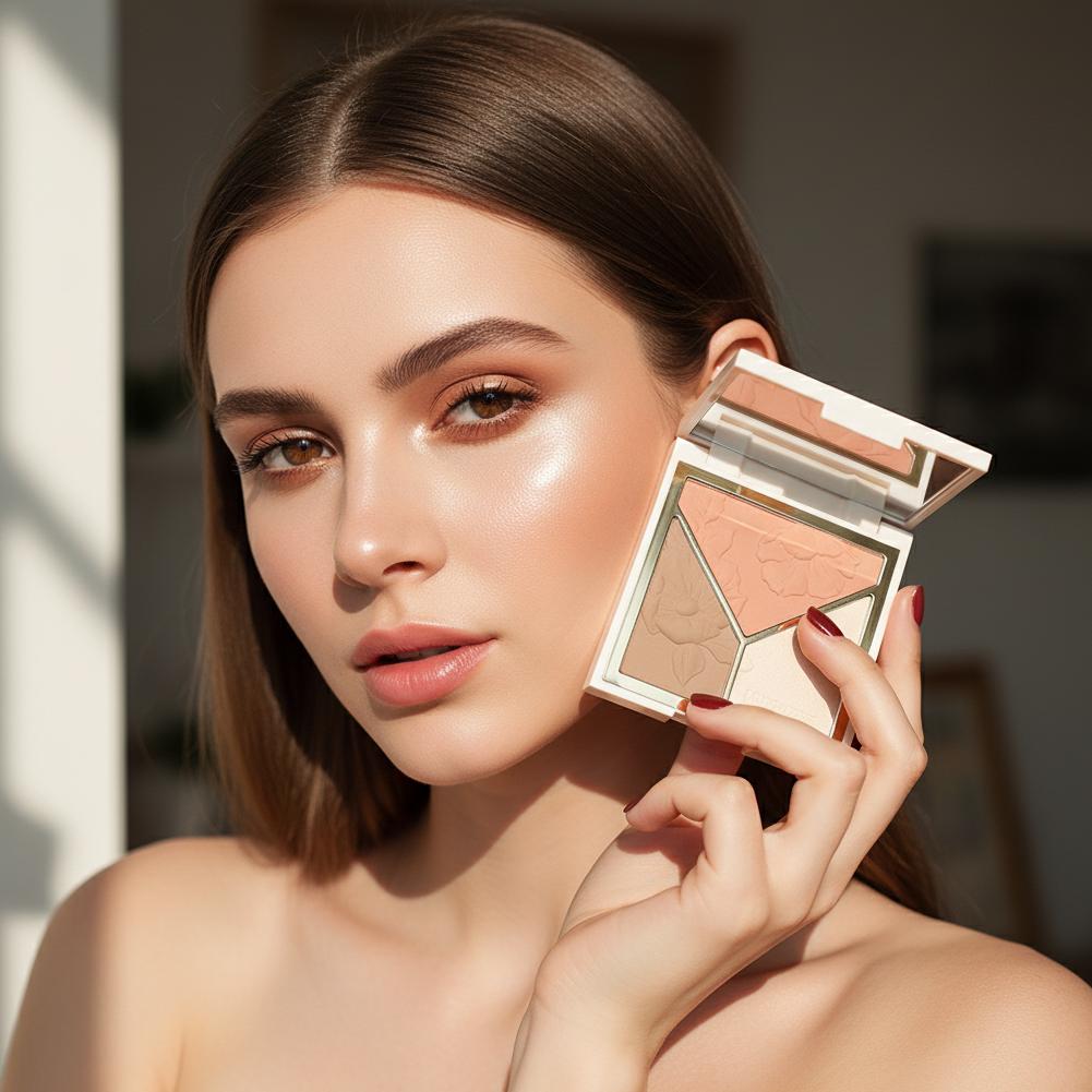 3色ハイライトマットファイングリッターブラッシャー3色パレッ - Highlighter Bronzer Palette のレビューと価格