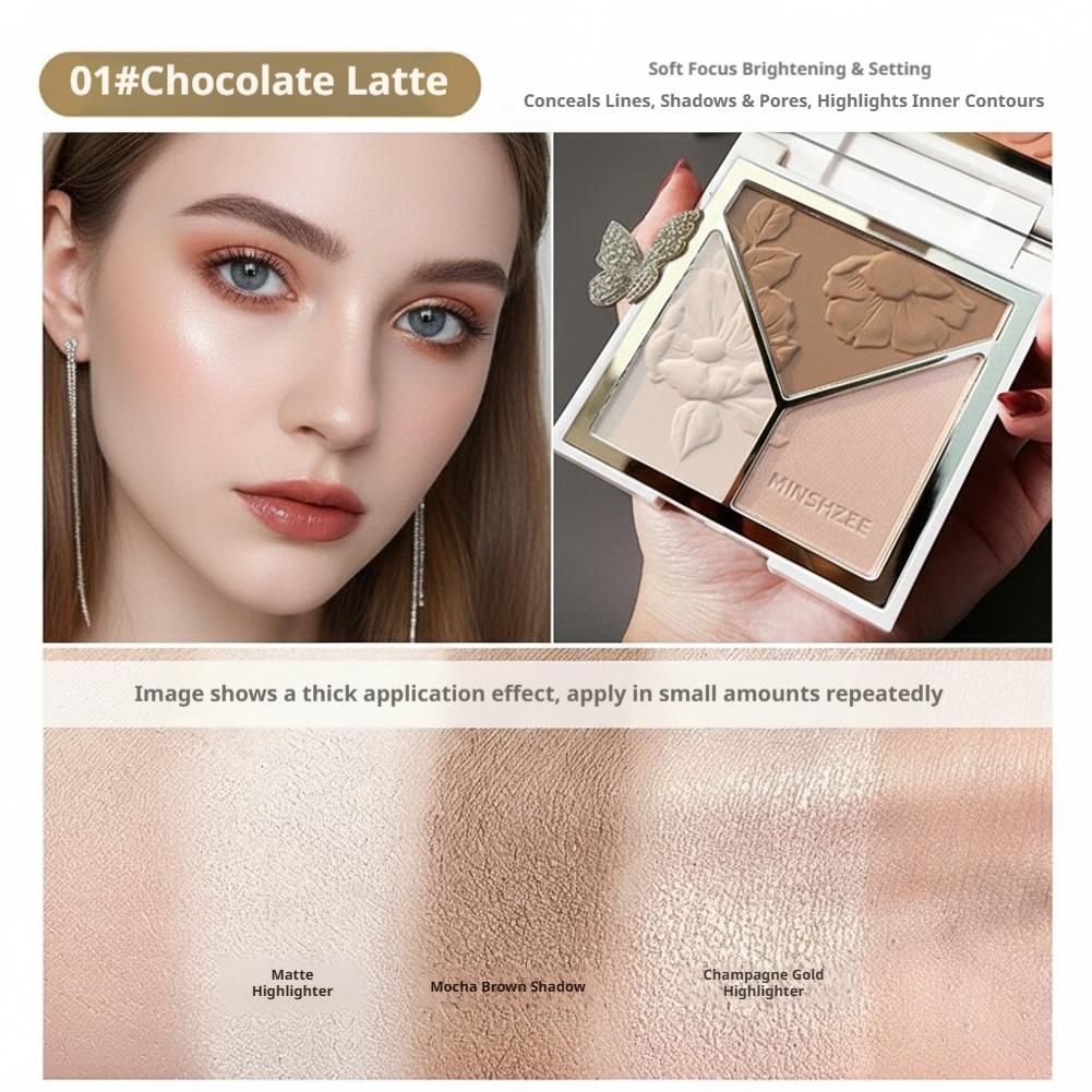 3色ハイライトマットファイングリッターブラッシャー3色パレッ - Highlighter Bronzer Palette のレビューと価格