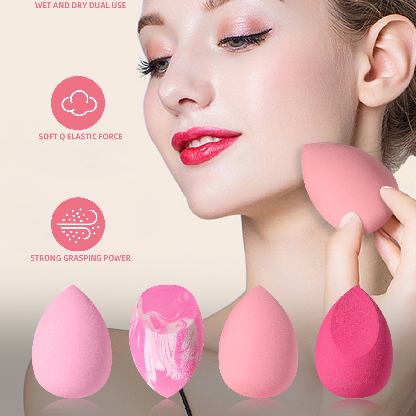 16個入りピンクメイクアップスポンジ＆パウダーパフセット、乾 - Beauty Blender In Makeup のレビューと価格