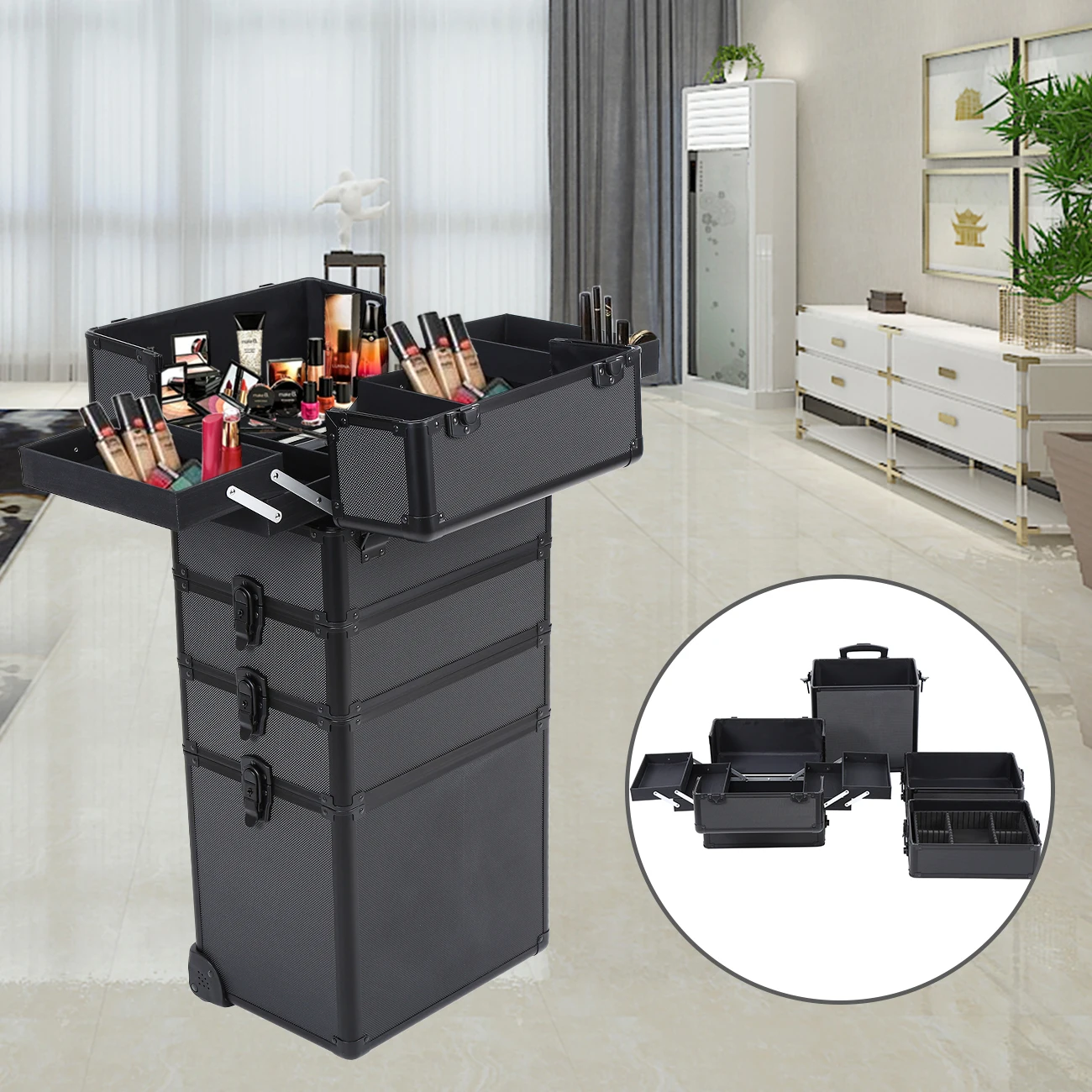 -4 1 トロリーメイクアップケース理髪化粧台美容化粧品ボッ - Beauty Makeup Trolley のレビューと価格