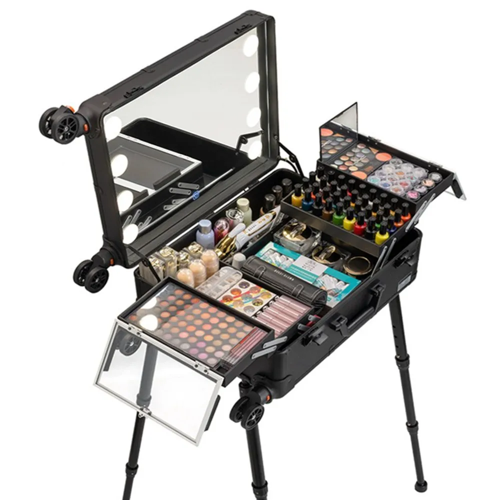 アルミフレームプロ仕様ローリングスタジオメイクアップアーティ - Beauty Makeup Trolley のレビューと価格