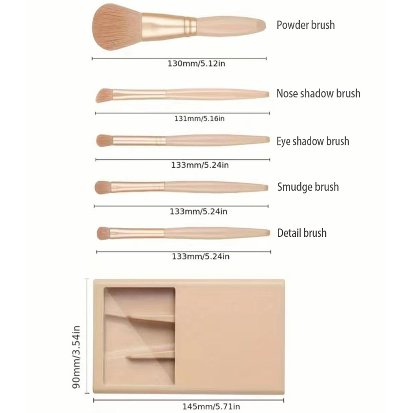 5 個の化粧ブラシキットミラーとケース付き折りたたみボックス - Beauty Makeup Case のレビューと価格