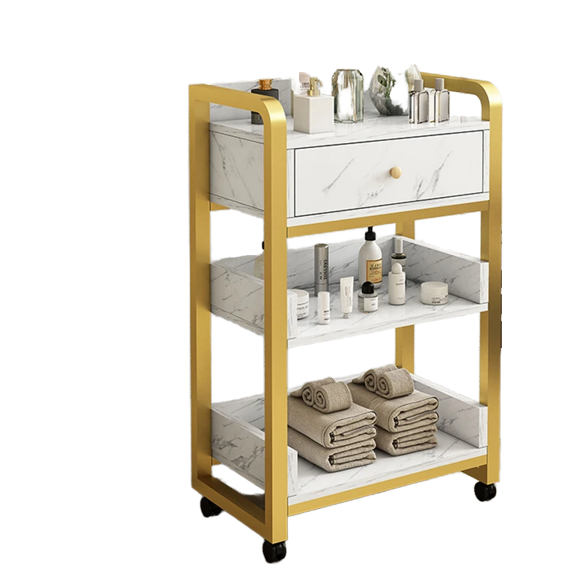 モダンなゴールドホワイトサロンカート、取り外し可能な美容メイ - Beauty Makeup Trolley のレビューと価格