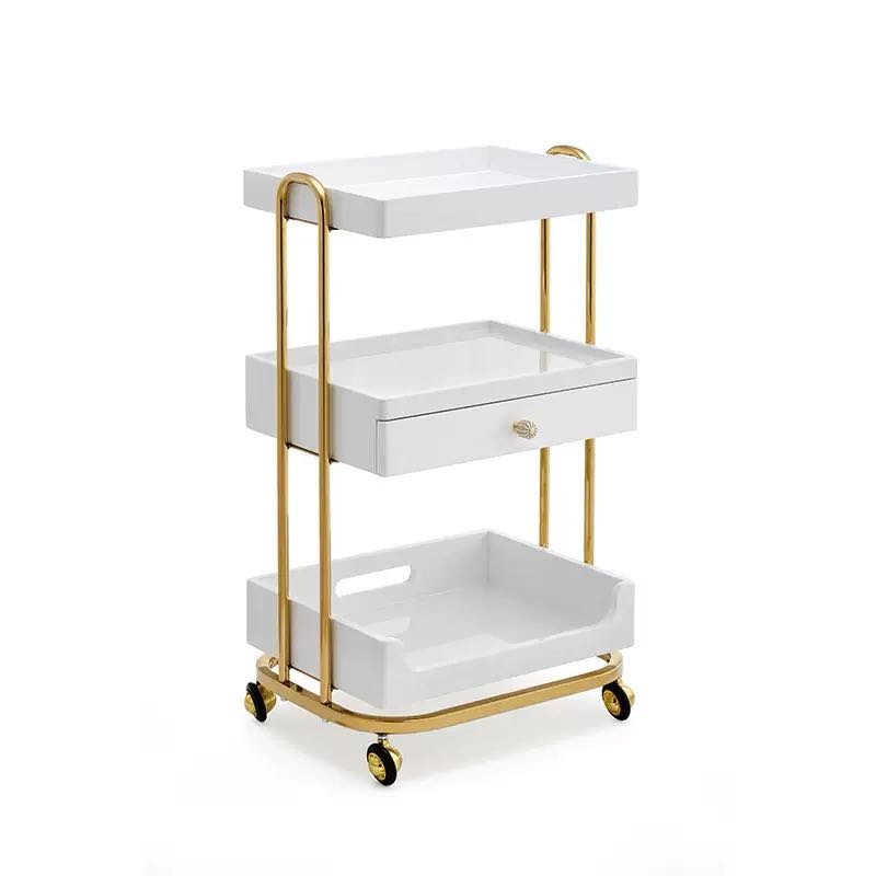 モダンなゴールドホワイトサロンカート、取り外し可能な美容メイ - Beauty Makeup Trolley のレビューと価格