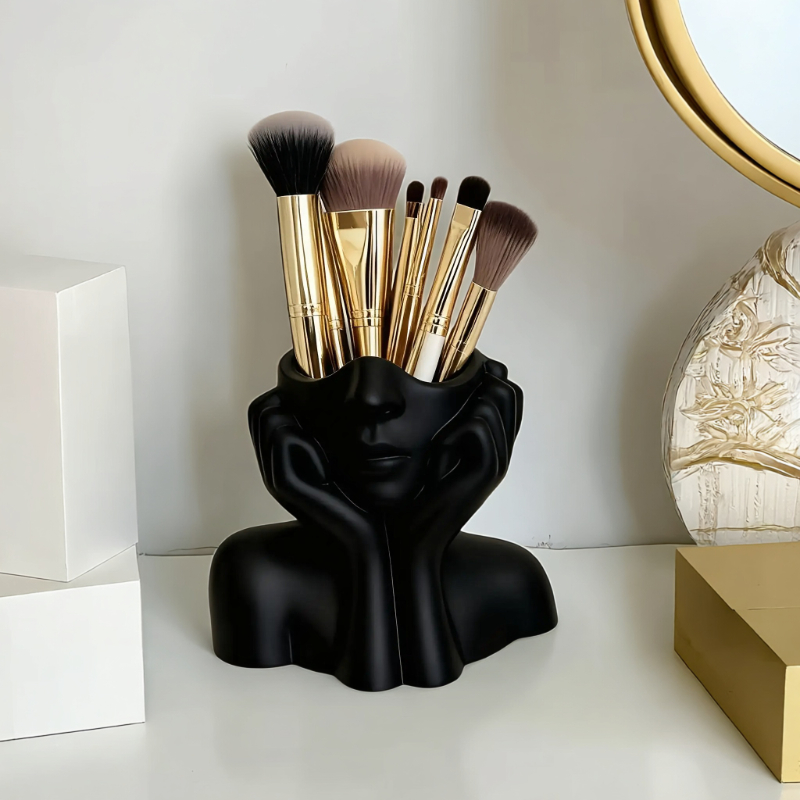 顔の形のメイクブラシホルダー - ポータブル収納ボックス 美 - Beauty Queen Makeup のレビューと価格