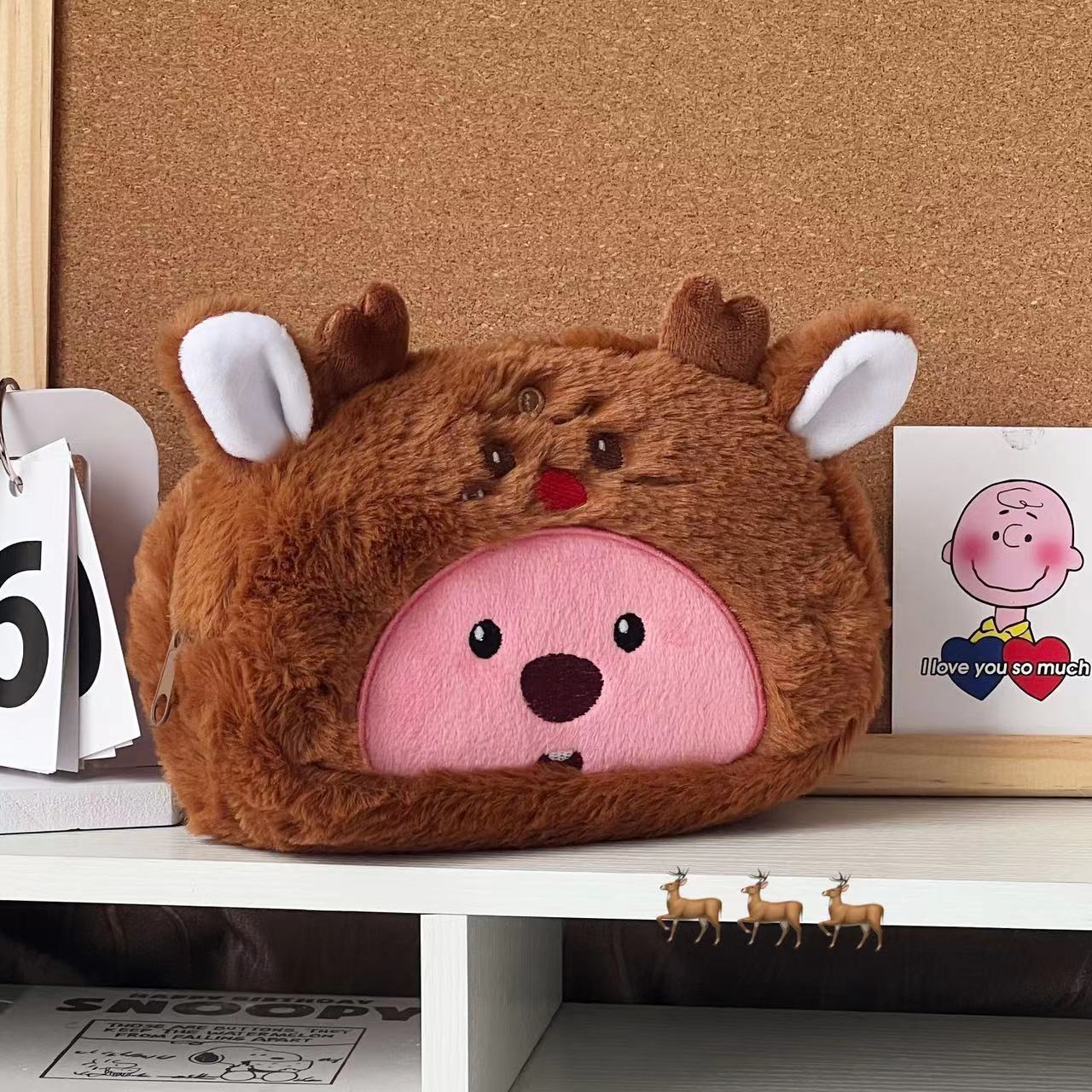漫画ぬいぐるみ鉛筆バッグ学生かわいい収納袋ペン化粧ブラシマー - Beauty Makeup Case のレビューと価格