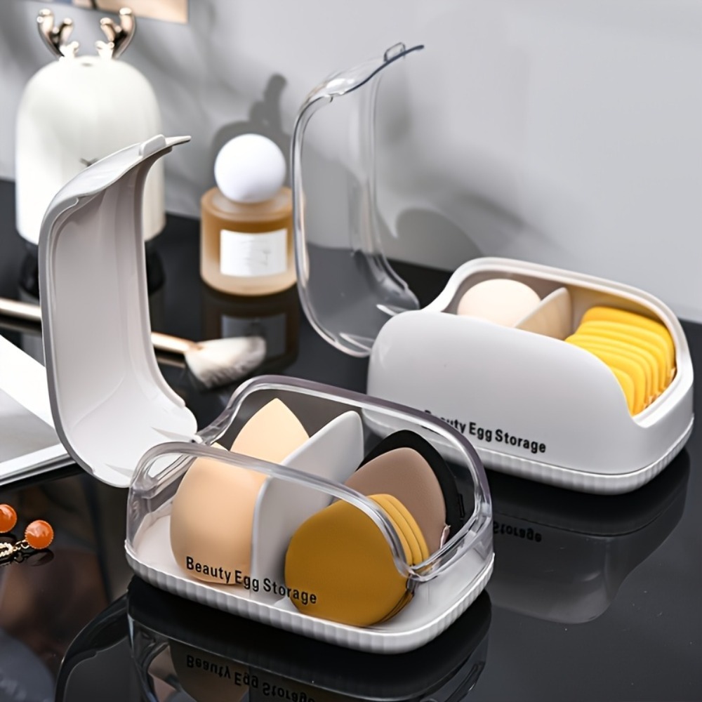 デュアルコンパートメント美容スポンジ収納ボックス透明蓋メイク - Beauty Blender In Makeup のレビューと価格