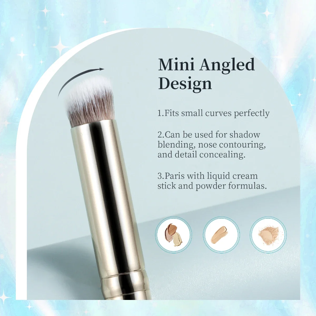 角度付きコンシーラーメイクブラシアンダーアイメイク小さなファ - Beauty Queen Makeup のレビューと価格